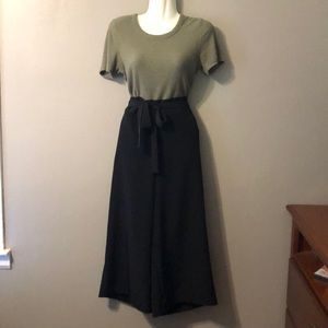 Crop wide leg pants with tie waist